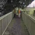 Harry and Isobel on the bridge over the River Dove, A Walk to the Swan, Hoxne, Suffolk - 1st January 2024