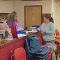 Nicola sets up the SumUp terminal, The Dove Players do Puss in Boots, Occold, Suffolk - 13th January 2024