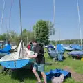 Fred helps to rig up the new birthday dinghy, The Village Hall Plant Sale, and a New Dinghy, Weybread, Norfolk - 19th May 2024