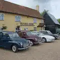 A line-up of classic cars at the Old Mill House, Saxtead Mill, Framlingham Gala and Chips on the Beach, Aldeburgh - 27th May 2024
