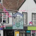 Framlingham's town sign is nicely bunted, Saxtead Mill, Framlingham Gala and Chips on the Beach, Aldeburgh - 27th May 2024
