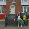 Isobel scoffs a cheeky chip on the seafront, Saxtead Mill, Framlingham Gala and Chips on the Beach, Aldeburgh - 27th May 2024
