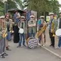 East Angles Brass Band pause for a photo, The Carnival Procession, Diss, Norfolk - 16th June 2024