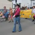 Isobel helps hold the banner up, The Carnival Procession, Diss, Norfolk - 16th June 2024