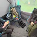 We hide out from the rain in the awning, Eye Karate Kamp, Southwold Harbour, Suffolk - 6th July 2024