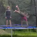 There's a performance on the trampoline, Isobel's Relatives Visit, Brome, Suffolk - 20th July 2024