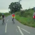 Phil and Paul head up to the end of Heywood Road, Harry at the Zoo, Banham, Norfolk - 28th July 2024