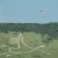 A paraglider sails over a chalk horse, An Olympic Road Trip from Diss to Marseille, France - 3rd August 2024