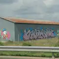 Donald Duck graffiti on a farm building, An Olympic Road Trip from Diss to Marseille, France - 3rd August 2024