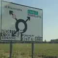 Some anti-Macron graffiti on a road sign, An Olympic Road Trip from Diss to Marseille, France - 3rd August 2024