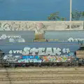 Heavily-graffitoed aggregate rail wagons, An Olympic Road Trip from Diss to Marseille, France - 3rd August 2024