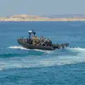 A military RIB runs around, Hannah and Olympic ILCA 6 Sailing, Marseille, France - 5th August 2024