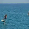 A couple of dudes whizz around on foiling boards, Hannah and Olympic ILCA 6 Sailing, Marseille, France - 5th August 2024