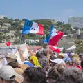 French flags fly in the crowd, Hannah and Olympic ILCA 6 Sailing, Marseille, France - 5th August 2024