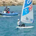 Hannah sails out from the marina, Hannah and Olympic ILCA 6 Sailing, Marseille, France - 5th August 2024