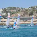 The multihulls follow the ILCAs out, Hannah and Olympic ILCA 6 Sailing, Marseille, France - 5th August 2024