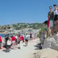 Standing on a rock to get a better view, Hannah and Olympic ILCA 6 Sailing, Marseille, France - 5th August 2024