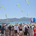 Kite boarders mill around, Hannah and Olympic ILCA 6 Sailing, Marseille, France - 5th August 2024