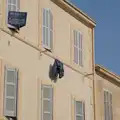 A very high washing line with a solitary item, Olympic Non-Sailing, Notre Dame, and the Journey Home, Marseille, France - 8th August 2024