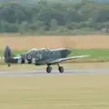 The two-seater Spitfire heads off on a sortie, Flying in a Dragon Rapide, IWM Duxford, Cambridgeshire - 17th August 2024