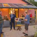 Andrew, Clive and Paul in front of the new roof, A Summer Party, and the GSB at Walsham le Willows, Suffolk - 26th August 2024