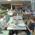 The boys in Pizza Express in the Forum, The Death of the Feather Factory, Diss, Norfolk - 30th August 2024