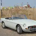 There's a nice open-top MG in the car park, A Protest on the Beach, Aldeburgh, Suffolk - 1st September 2024