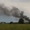 A cloud of smoke drifts over the back field, A Major Fire at Suffolk Highways, Brome, Suffolk - 15th September 2024