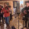 Vicky on fiddle for another guitar song, Palgrave Players do the White Horse Open Mic Night, South Lopham - 29th September 2024