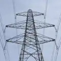 Looking up at an electricty pylon, A Walk to the Railway Tavern, Mellis, Suffolk - 13th October 2024