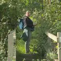 Isobel pauses beyond another small bridge, A Walk to the Railway Tavern, Mellis, Suffolk - 13th October 2024