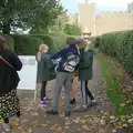 Milling around outside Framlingham castle, The Witchfinder General at Framlingham Castle, Suffolk - 26th October 2024