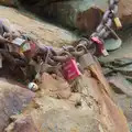 Love-locks on a rusty chain, A Trip to Lloret de Mar, Catalonia, Spain - 27th October 2024