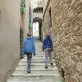 Fred and Harry walk up some steps, A Return to Girona, Catalunya, Spain - 29th October 2024