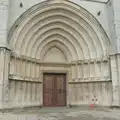 Two children wait outside the cathedral doors, A Return to Girona, Catalunya, Spain - 29th October 2024