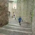 Fred legs it down some stone steps, A Return to Girona, Catalunya, Spain - 29th October 2024