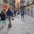 Harry stands on a stone ball, A Return to Girona, Catalunya, Spain - 29th October 2024