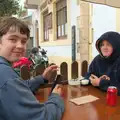 Fred and Harry are playing phone games, A Postcard From Tossa de Mar, Catalunya, Spain - 30th October 2024