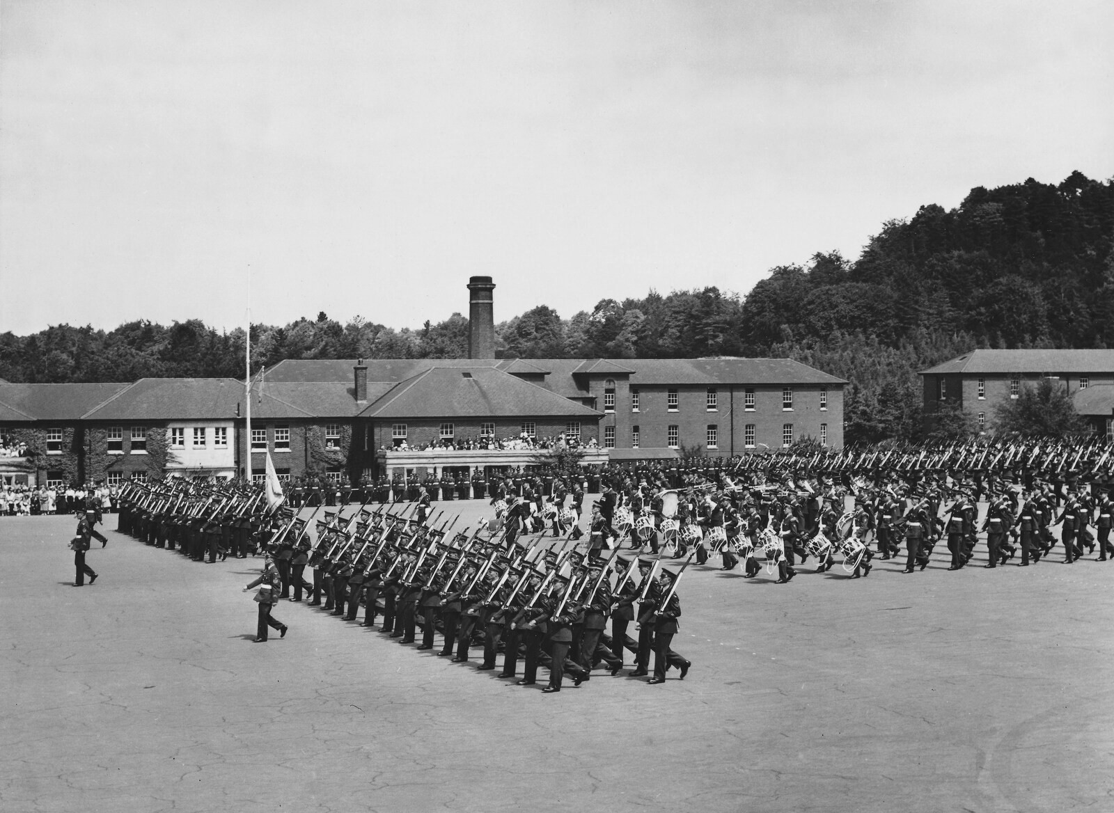 Apprentices on parade for the presentation of the Queen's Colour