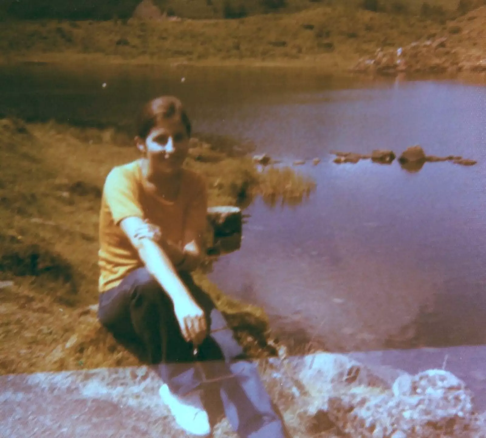 Claudine by a lake in the Pyrenees, from A Trip to Bram, Aude, France - 25th July 1980