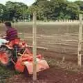 Mike weeds the rows with a small tractor, Constructing a Vineyard, Harrow Road, Bransgore, Dorset - 1st September 1981