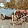 A post is prepared, Constructing a Vineyard, Harrow Road, Bransgore, Dorset - 1st September 1981