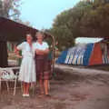 Pam and Jean outside their tent, Camping with Sean, The Camargue, South of France, 15th July 1982