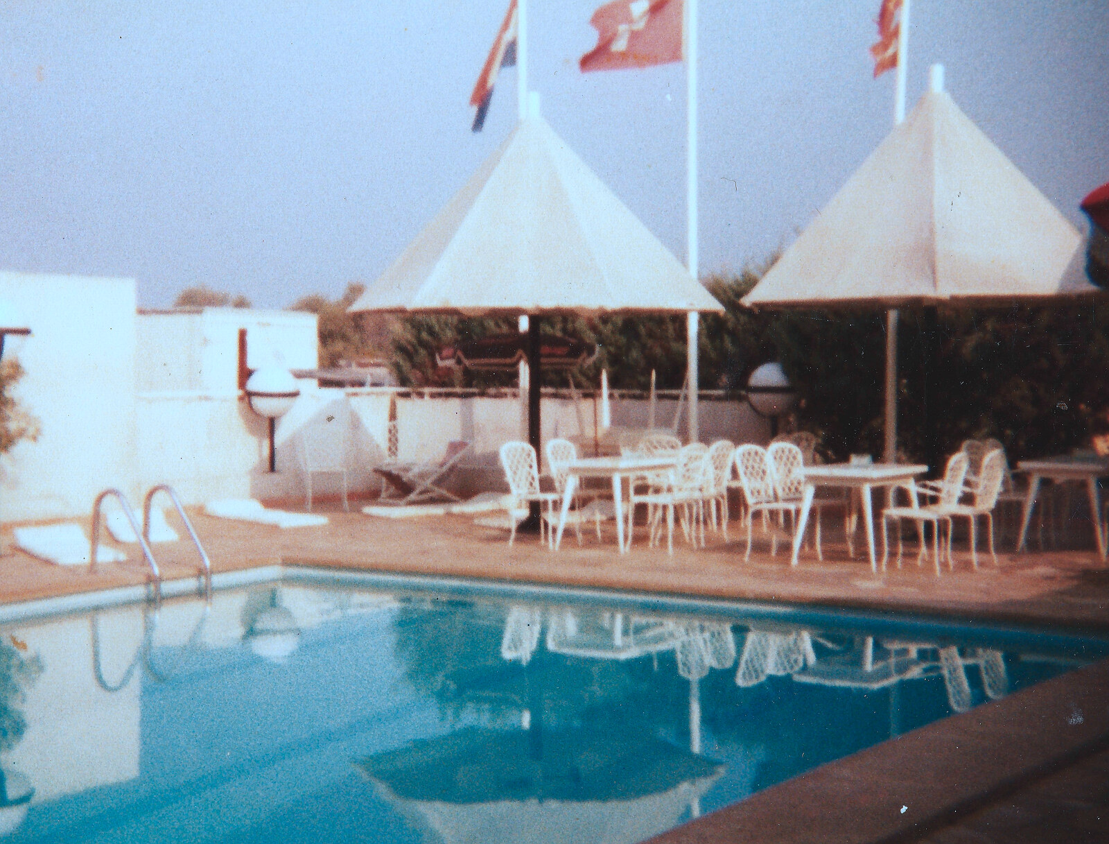 La Marine II's pool and parasols from Camping with Sean, The Camargue, South of France, 15th July 1982