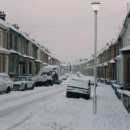 Beaumont Street in the snow. Bee's car, DOX529K (a Triumph Dolomite) is by the lamp-post