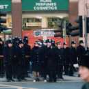 Massed police in Trafalgar Square