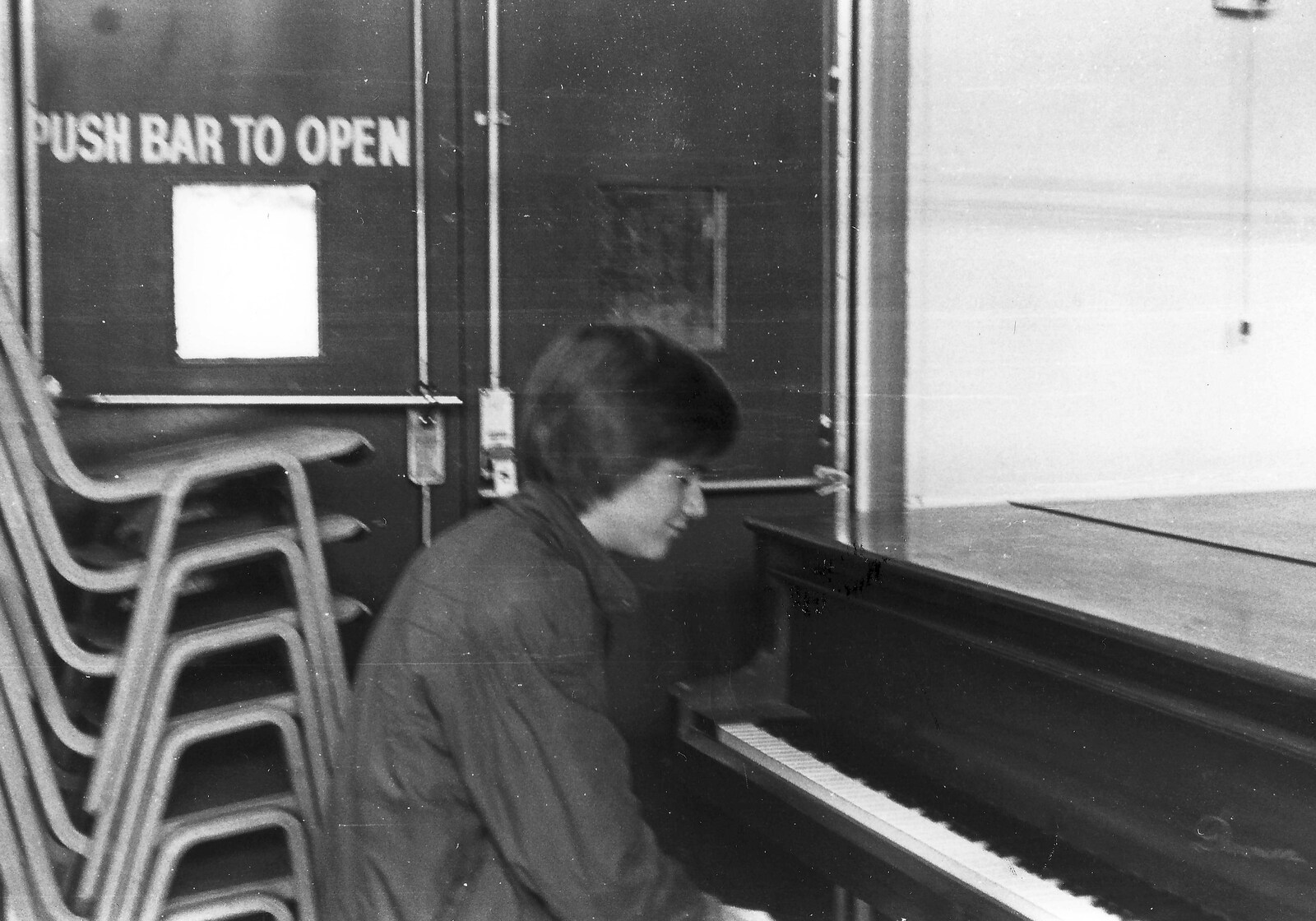 Nosher sits at the piano from Learning Black-and-White Photography, Brockenhurst College, Hampshire - 10th March 1985