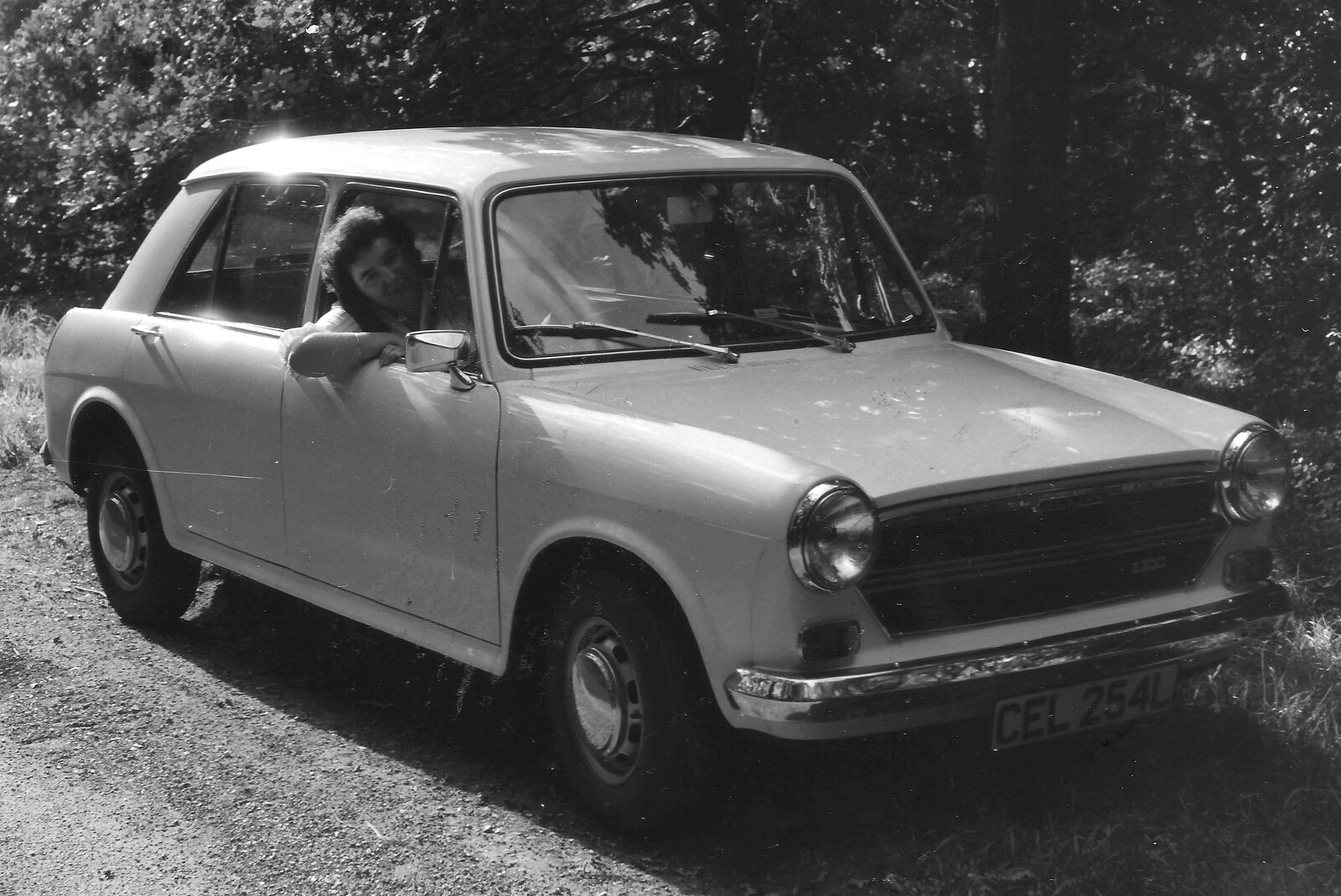 Liz in her Morris 1300 on Meadow Way from Life in Ford Cottage and Barton on Sea, Hampshire - 2nd April 1985