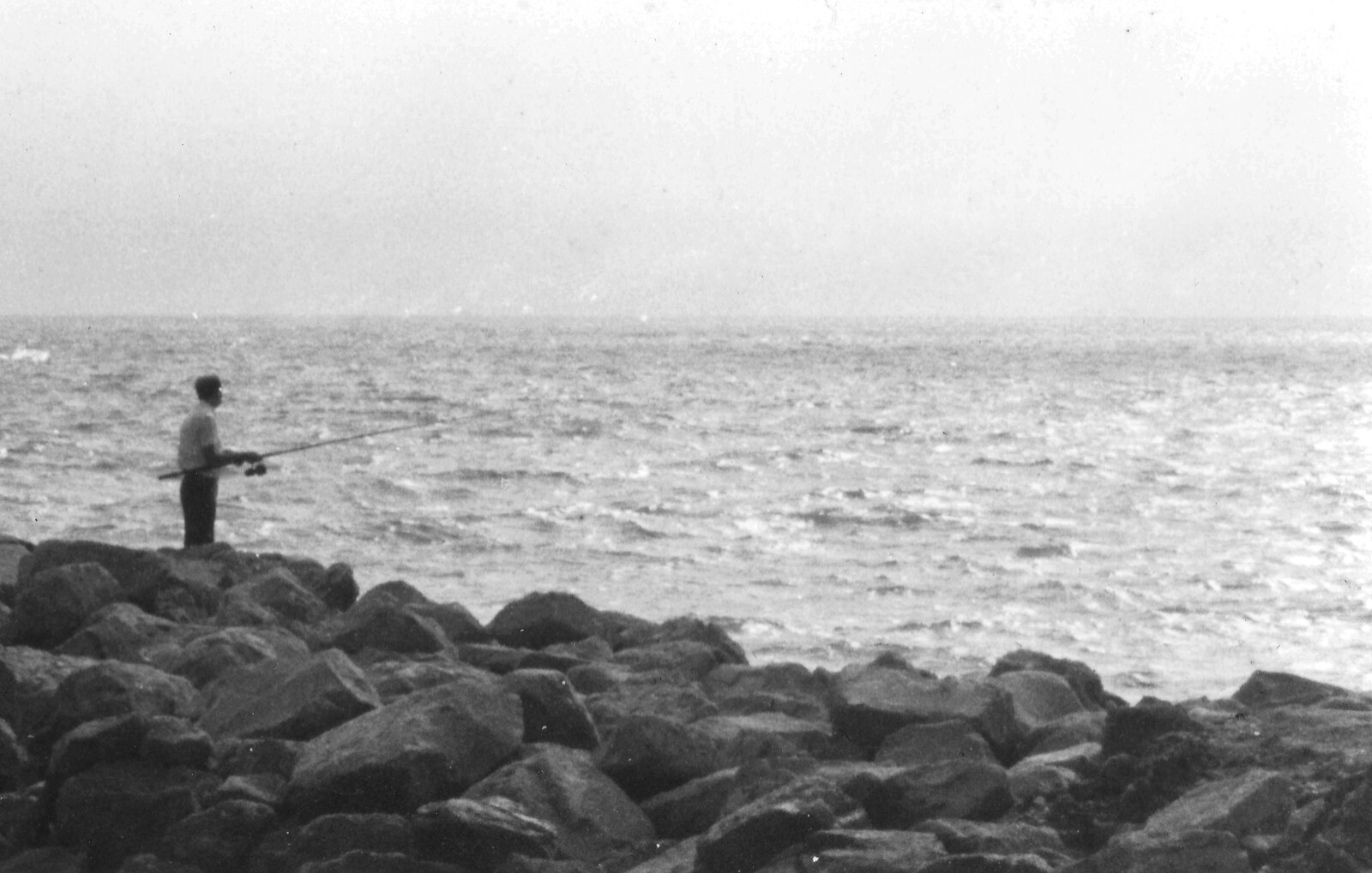 Fishing off the groynes at Barton from Life in Ford Cottage and Barton on Sea, Hampshire - 2nd April 1985