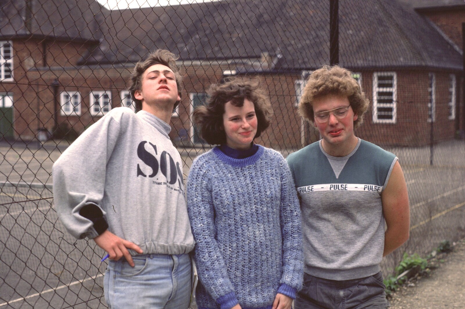 80s-style posing by the college tennis courts from Nosher's 18th pre-Birthday and College Miscellany, Sway and Brockenhurst - 22nd May 1985